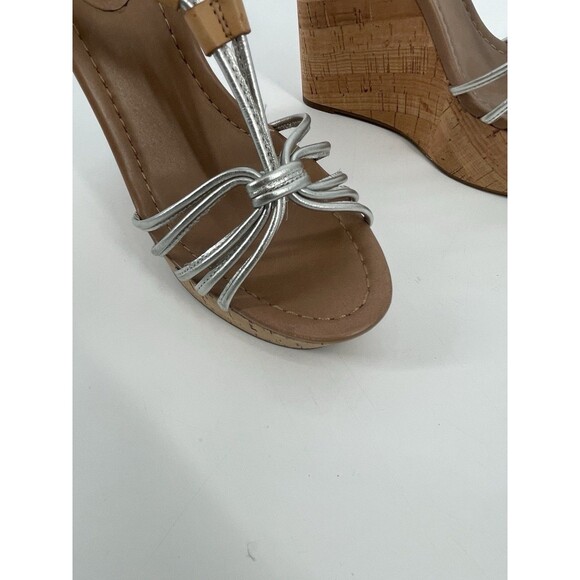 Coach Georgiana Womens Wedge Sandal Metallic Strappy Leather Platform Cork 6.5 - Picture 4 of 14
